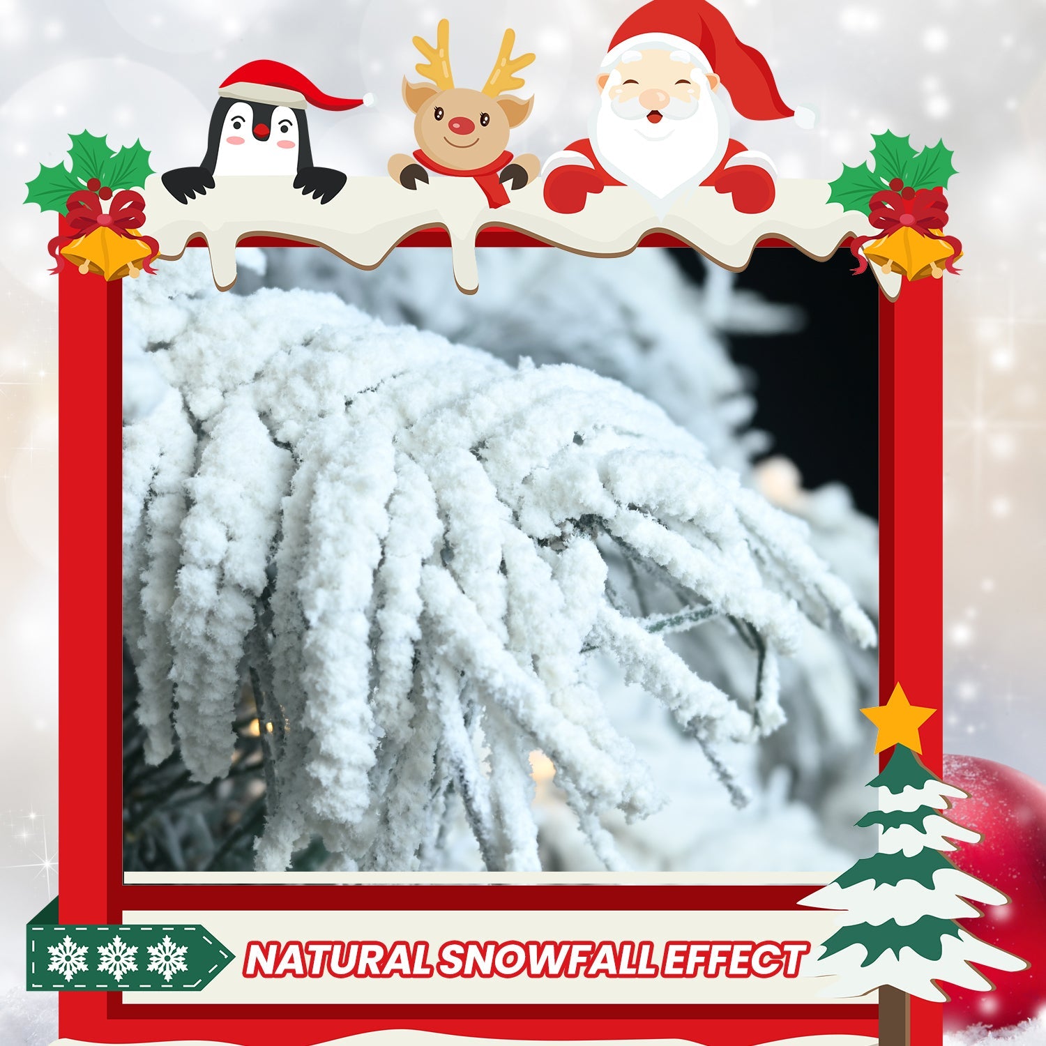 8ft Flocked Scarecrow-Shaped Christmas Tree with 470 Warm White LED