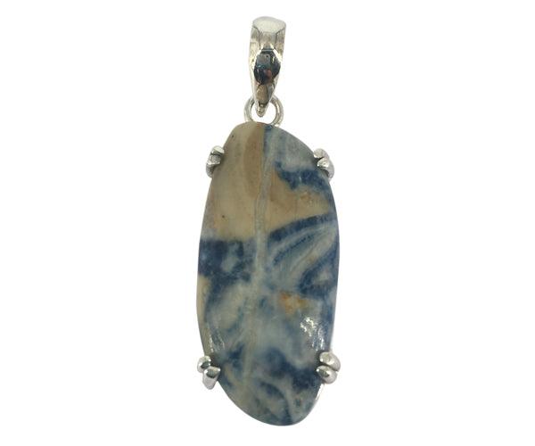 Colorless Blue Scheelite Stone Sterling Silver Pendant