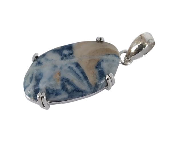 Colorless Blue Scheelite Stone Sterling Silver Pendant