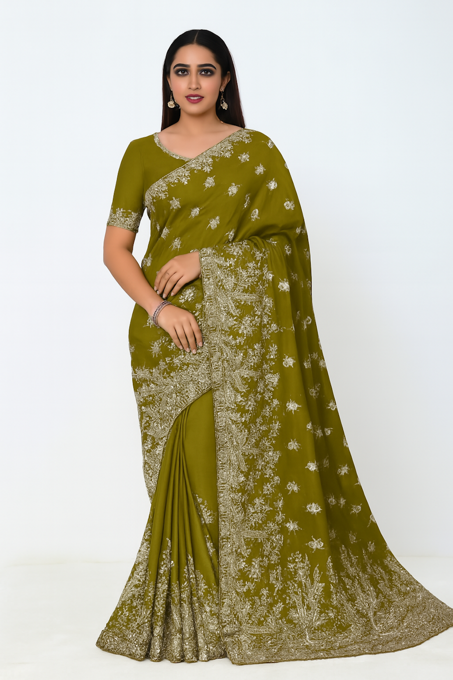 Festive Wear Saree for Women-Mehendi