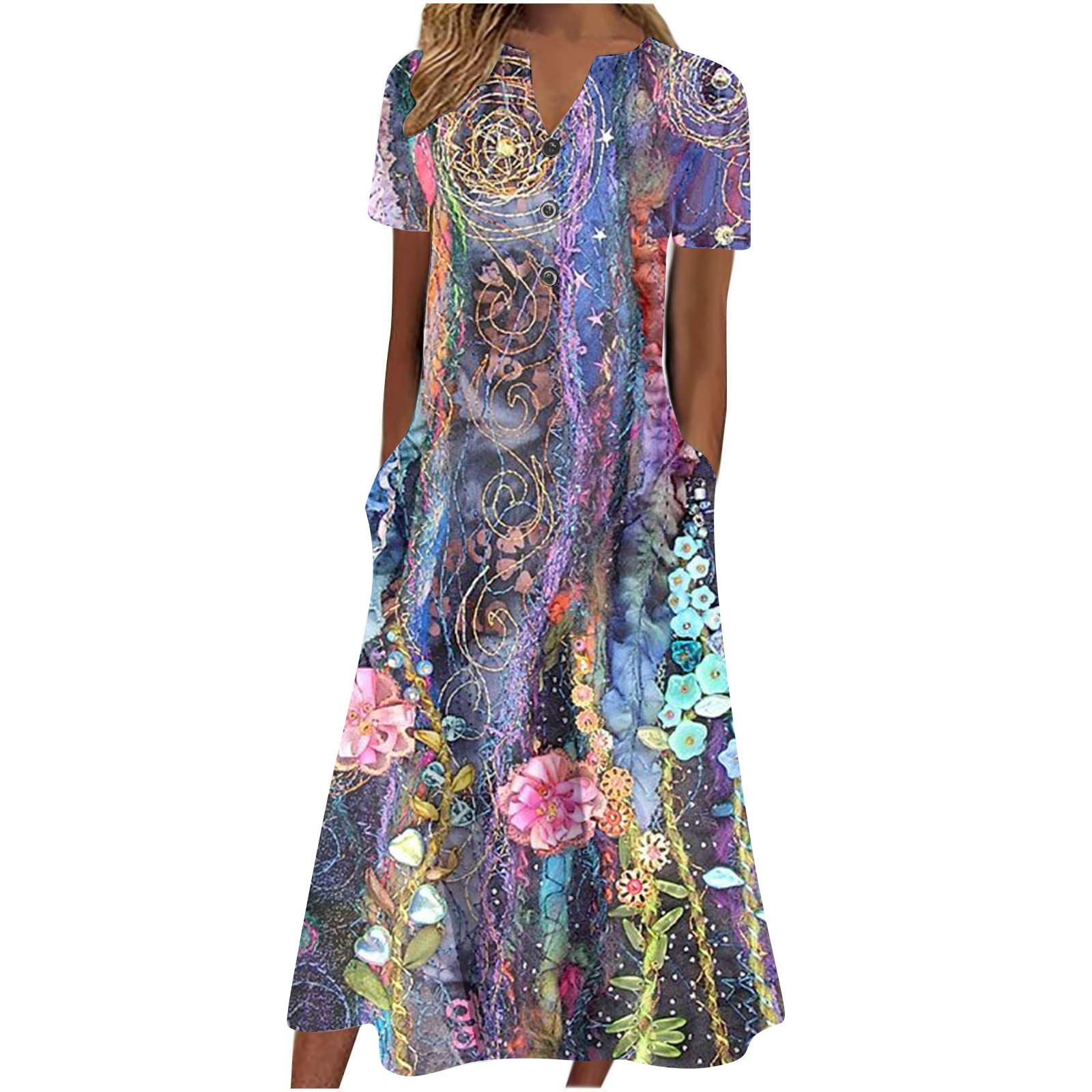 Women’s Summer Midi Dress – Casual, Light & Pocket-Ready