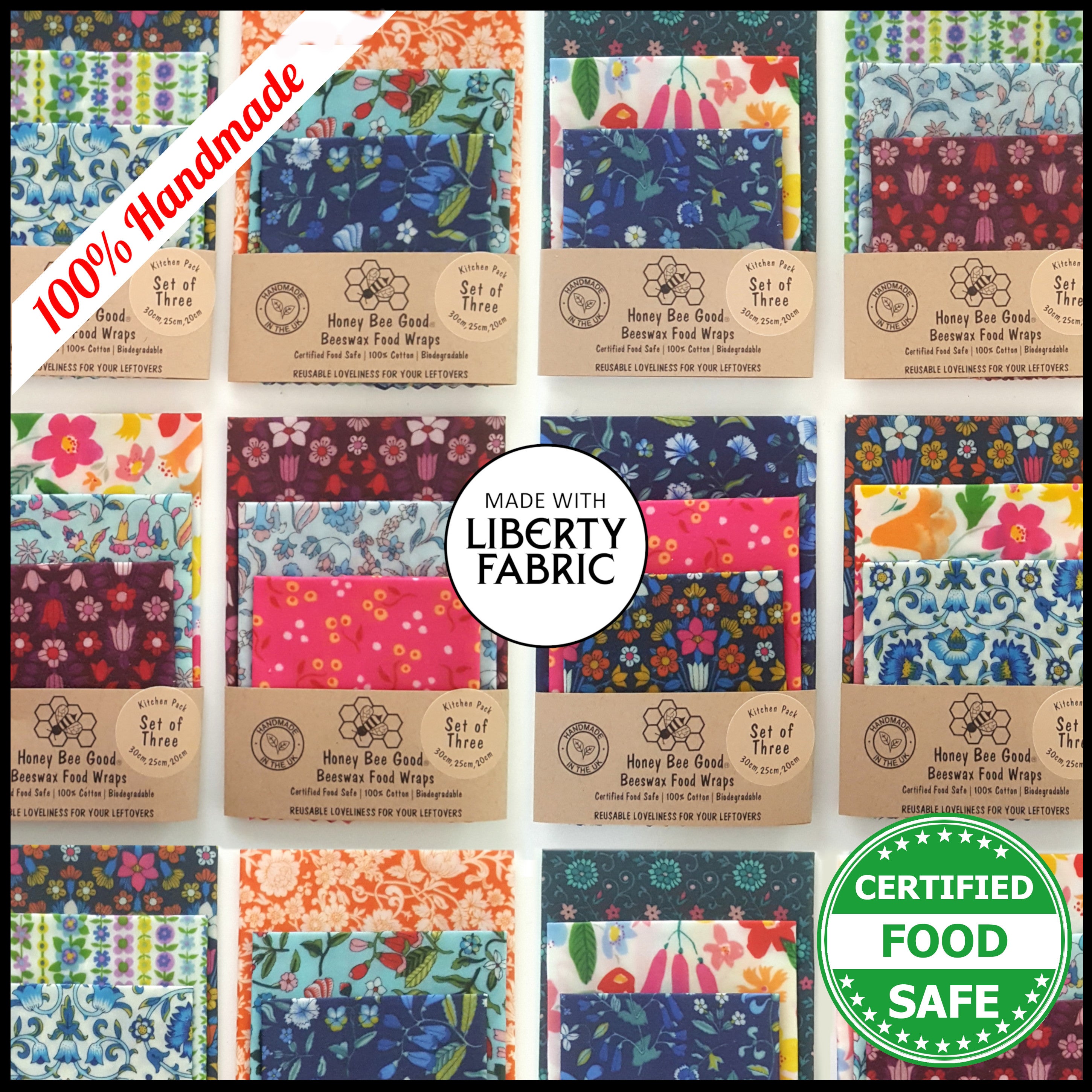 *Set of 3 Beeswax Food Wraps | Made with Liberty Fabric Mixed