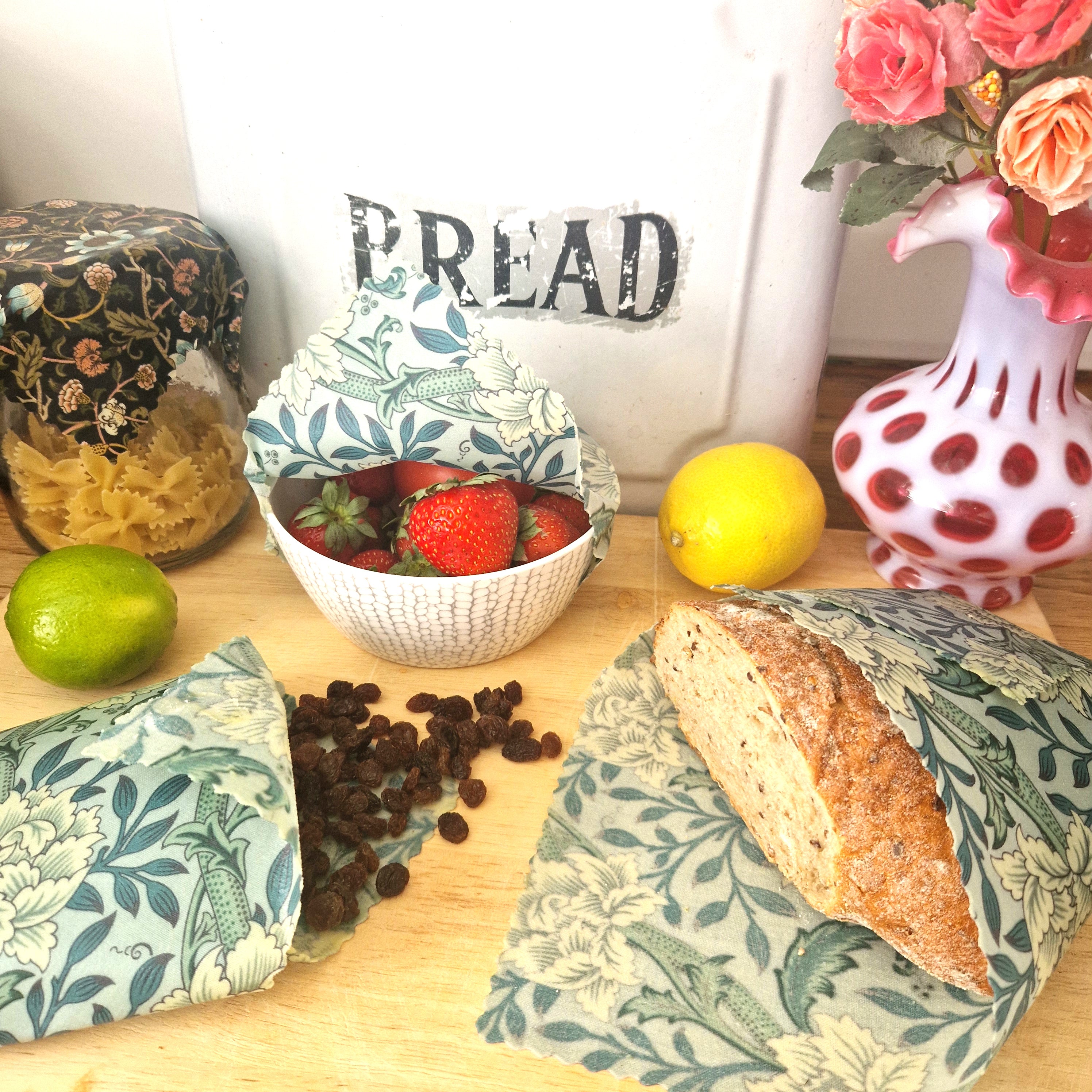 *Set of 3 Beeswax Food Wraps | William Morris Hammersmith