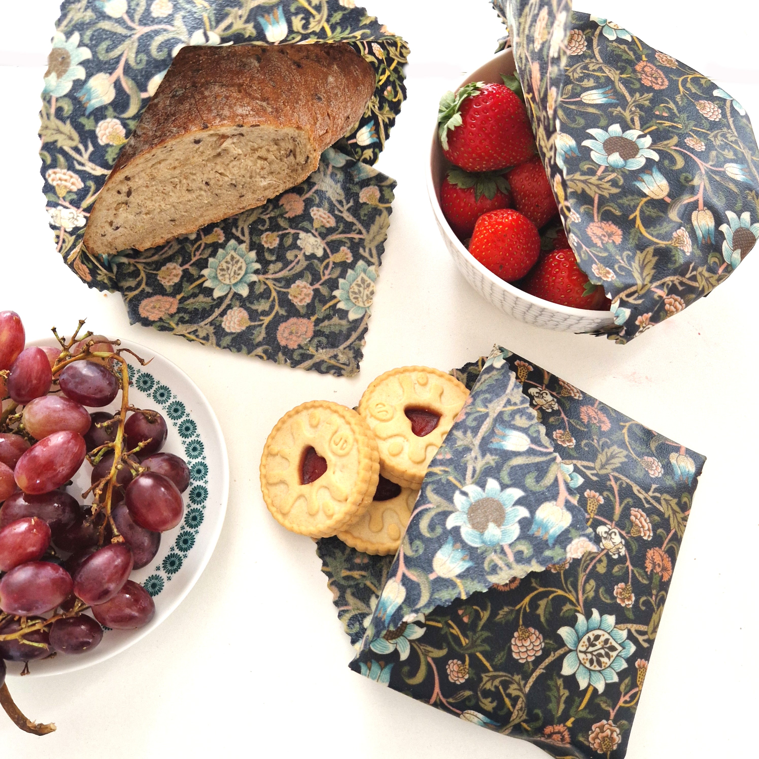 *British Beeswax 100% Cotton Set of 3 | William Morris Evenlode Blue