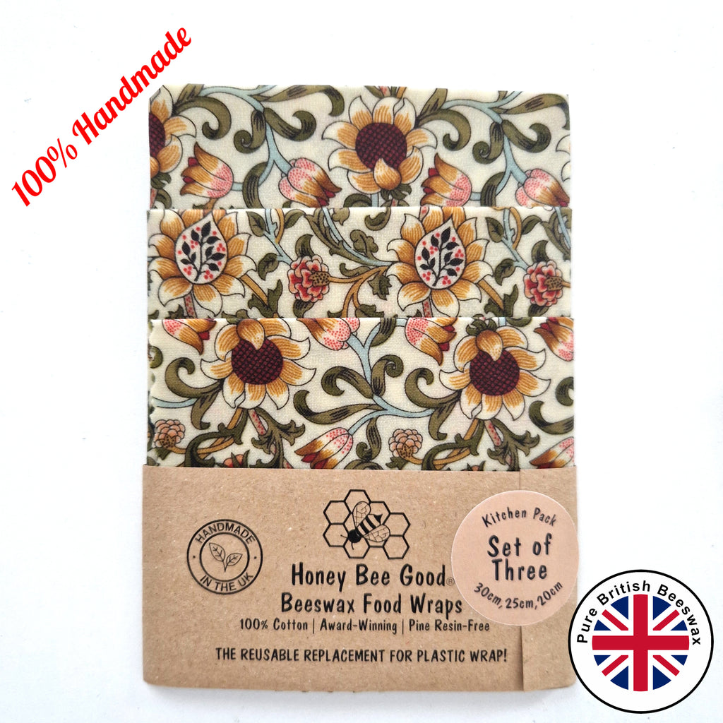 *Set of 3 Beeswax Food Wraps | William Morris Evenlode Natural