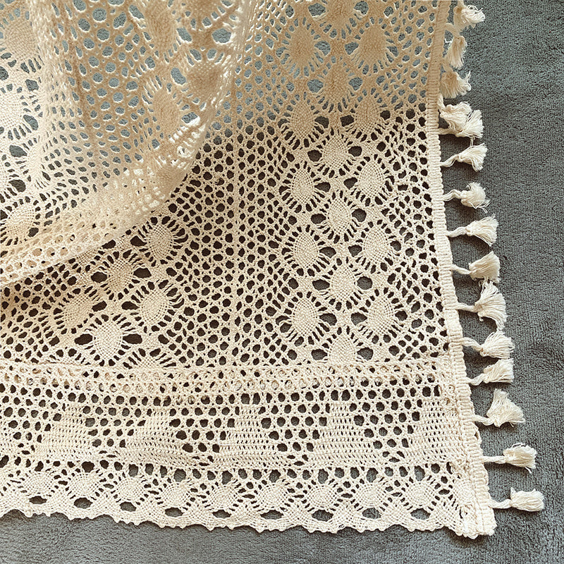 LaceHarvest™ – Cotton Hemp Crochet Curtain in Rustic Farmhouse Style