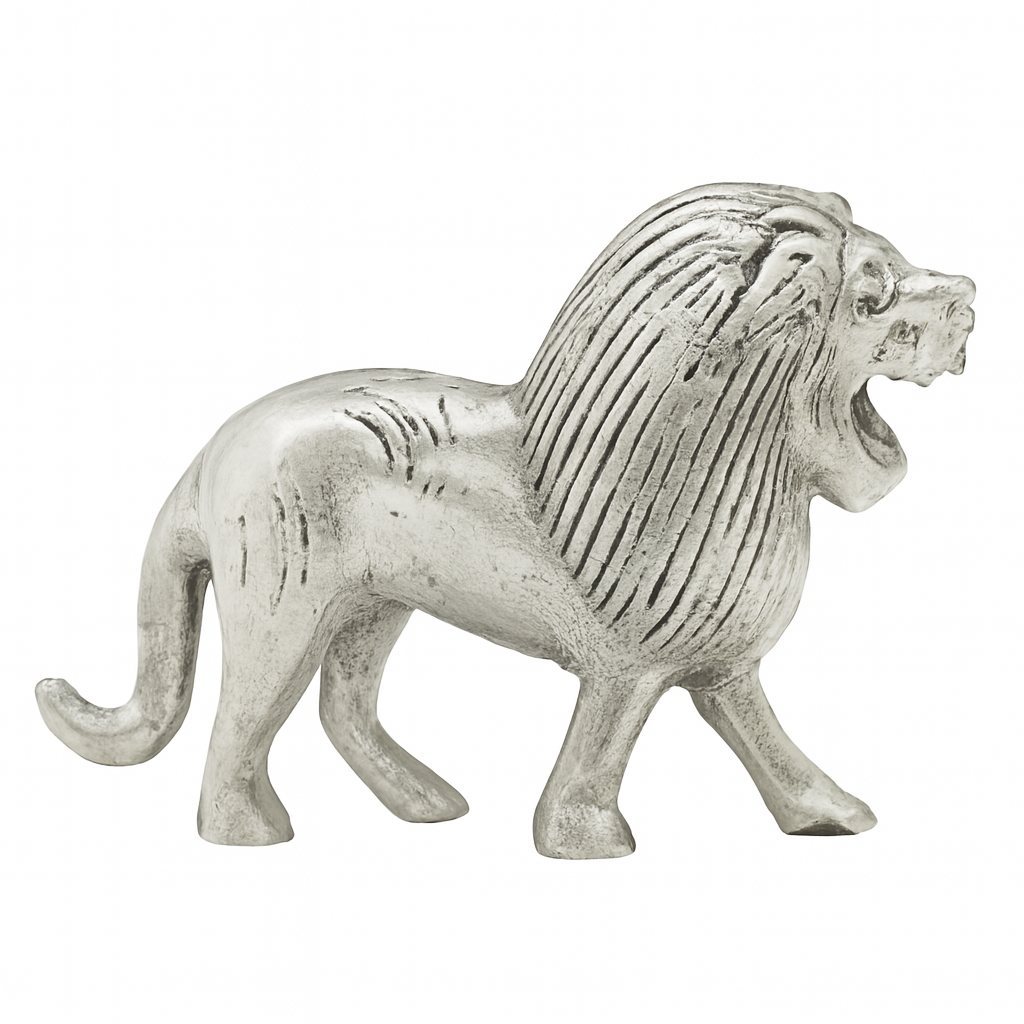 Silver Lion Figurine for Home Decor