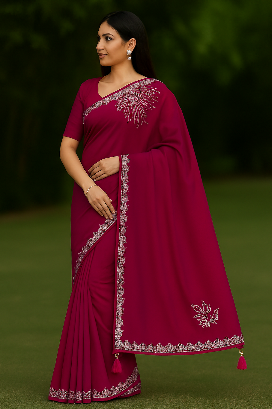 Festive Wear Saree for Women-Rani Pink