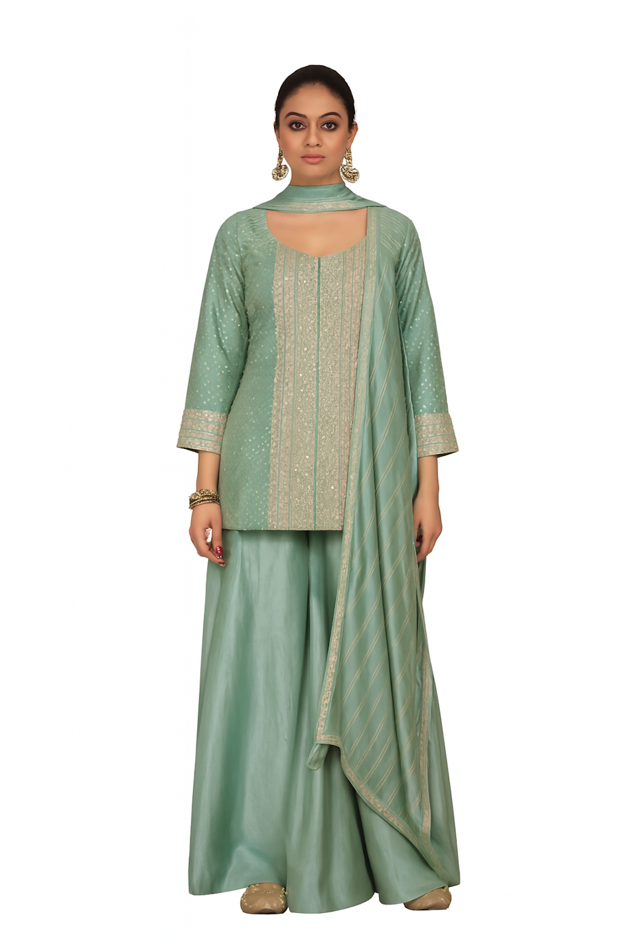 Women Embroidery Kurta Set-Green (Size-3XL) | D90