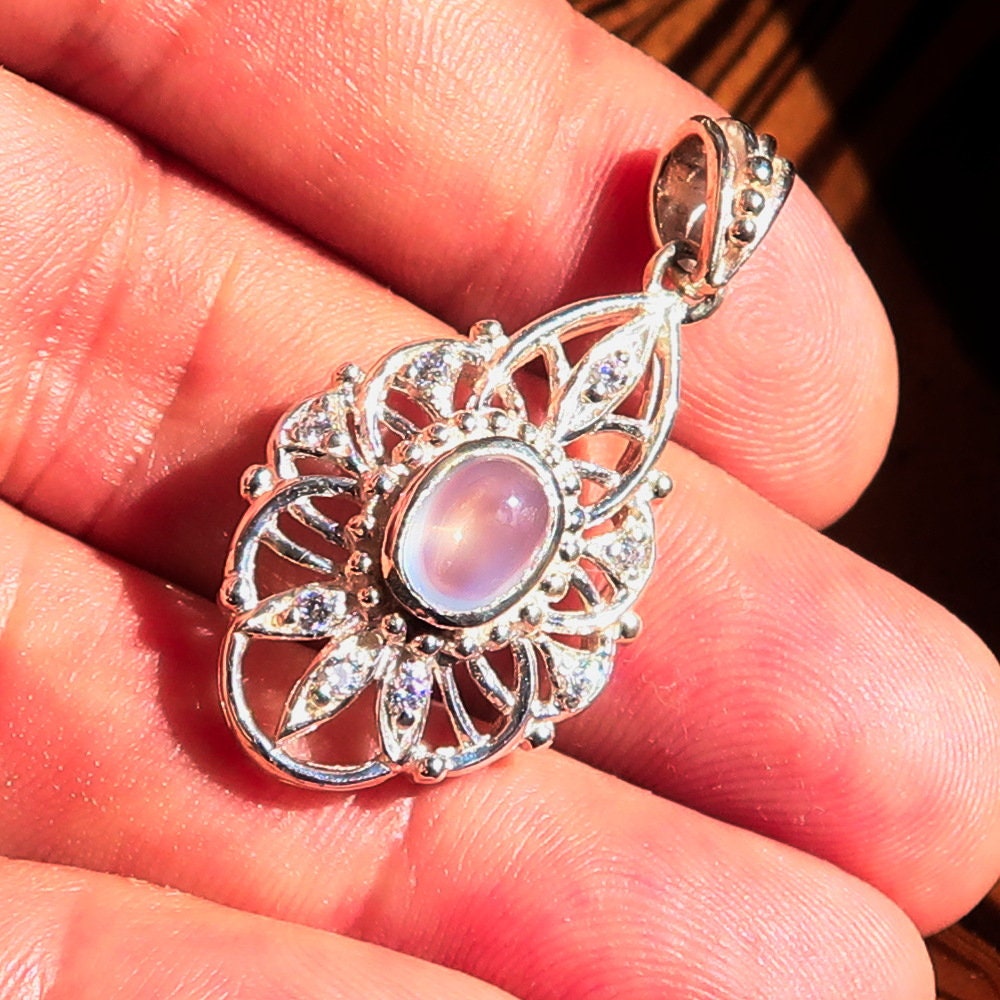 Moonstone Pendant, Sterling Silver Pendant, oval Ceylon Moonstone,